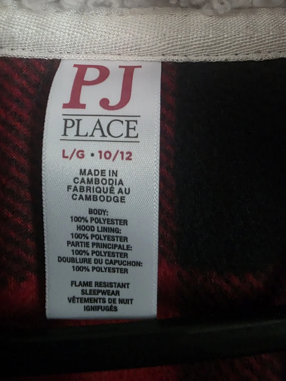 The Children's Place Red and Black Buffalo Plaid Onesie with Sherpa Hood